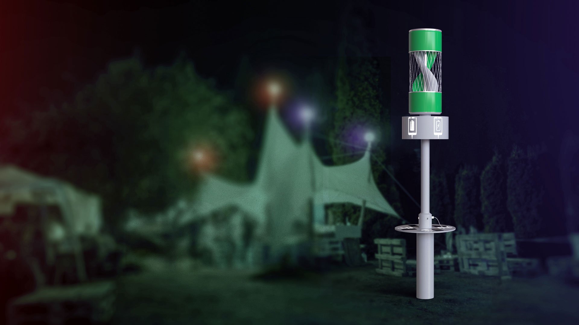 Outdoor trade marketing item powered by wind energy for conscious branding 