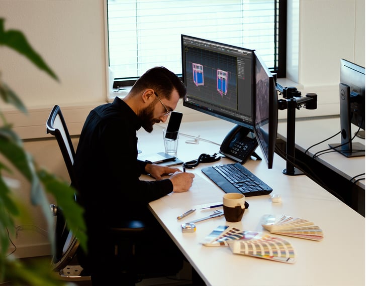 Designer working on the design process