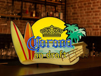 Corona LED neon sign on a bar counter