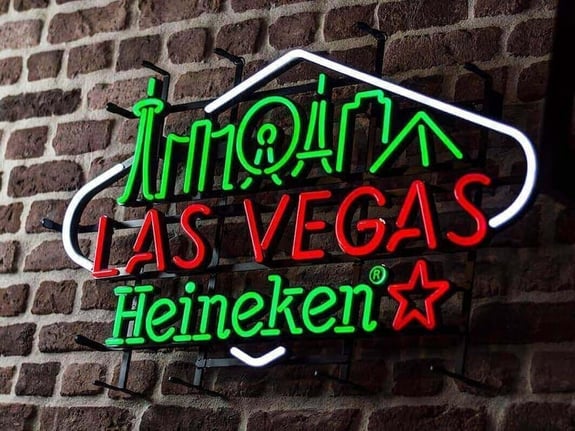 Heineken Las Vegas LED neon on a brick wall