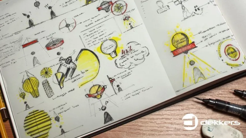 Sketchbook with brainstorming images - by Dekkers design
