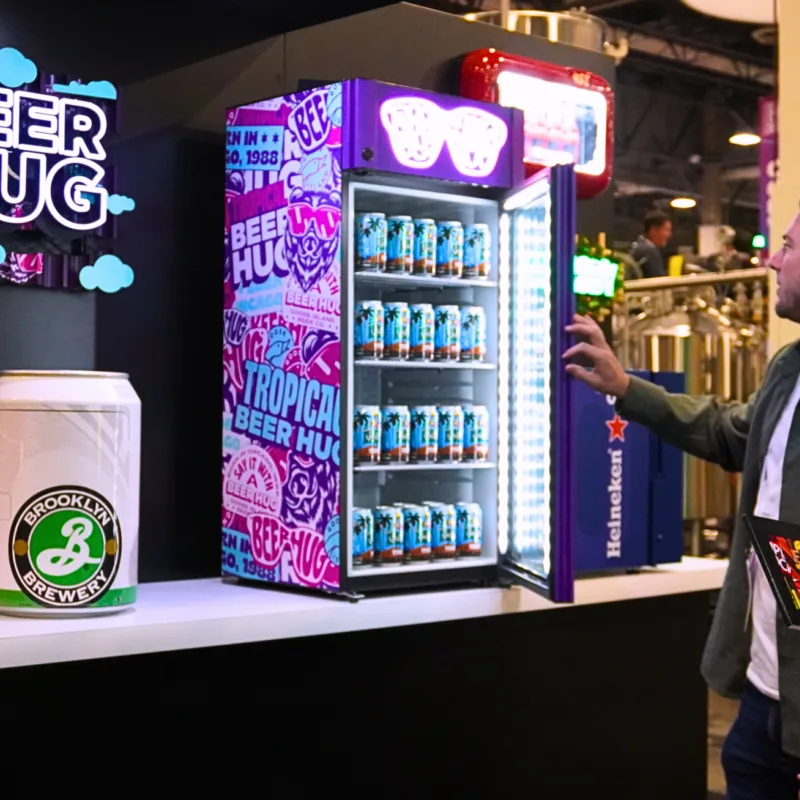 Team Dekkers with a custom mini fridge and LEDNeon